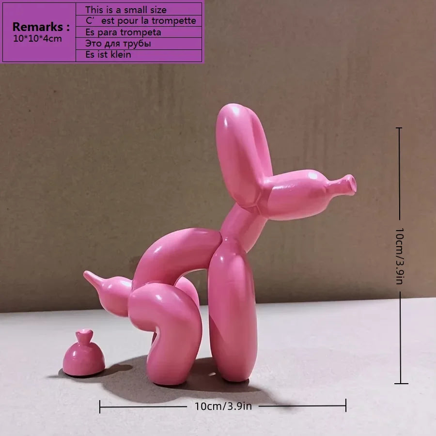 Modern Art Squat Balloon Dog Animal Decorative Statue, Suitable for Interior Living Room Farmhouse Bedroom Office Cabinet Wood