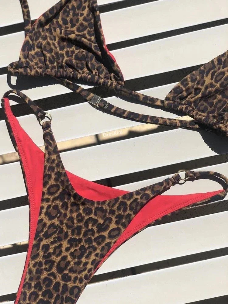 High Cut Micro Bikini Women Leopard Bandage Push Up Swimsuit Sexy Bathing Suit Padded Thong Swimwear Biquini Trajes De Baño 2026