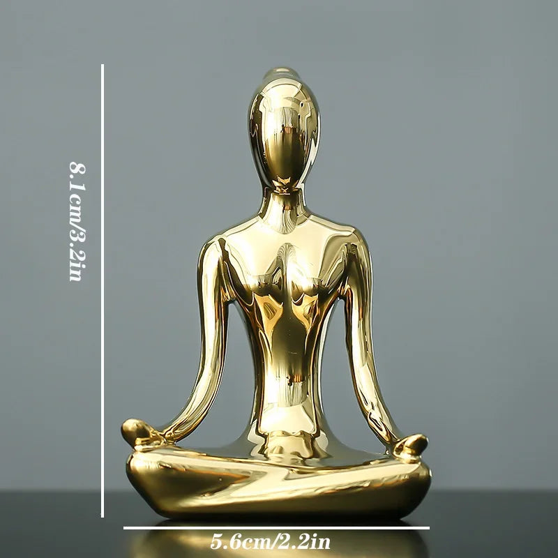 Home Decor Abstract Art Ceramic Yoga Poses Figurine Porcelain Lady Figure Statue Study Office Yoga Studio Ornaments Decorations