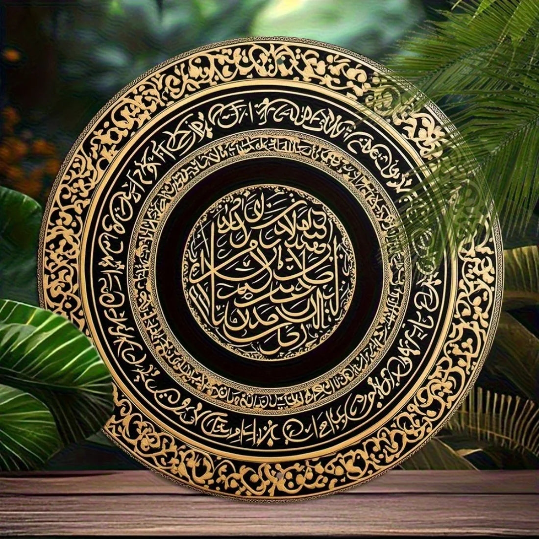 Islamic Wall Art Black Gold Ayatul Kursi Quran Decor Round Metal Home Decor Gift