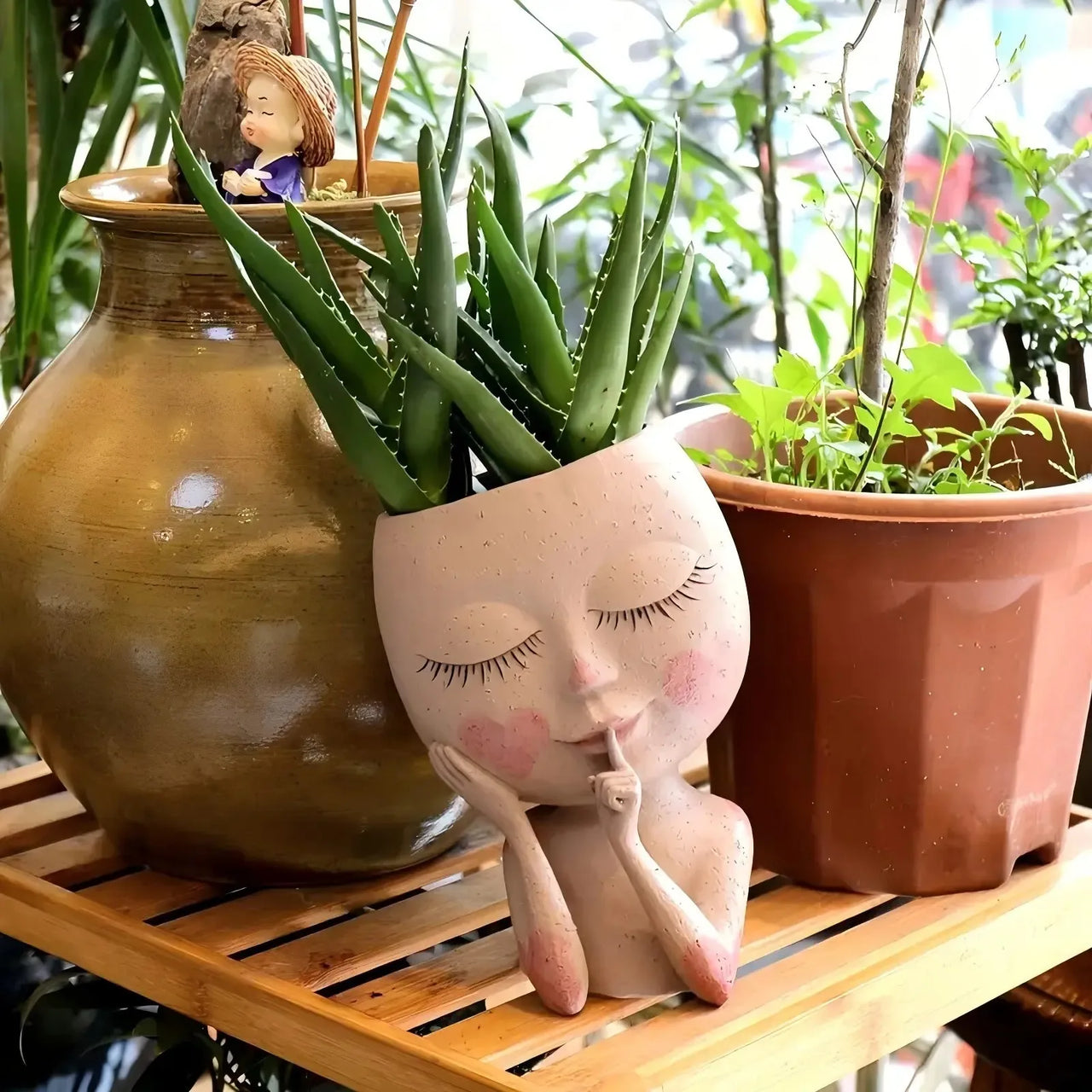 1 Piece Girl Face Vase, Creative Home Decoration, Balcony Living Room Decorative Ornaments, Christmas Gift, Thanksgiving Gift