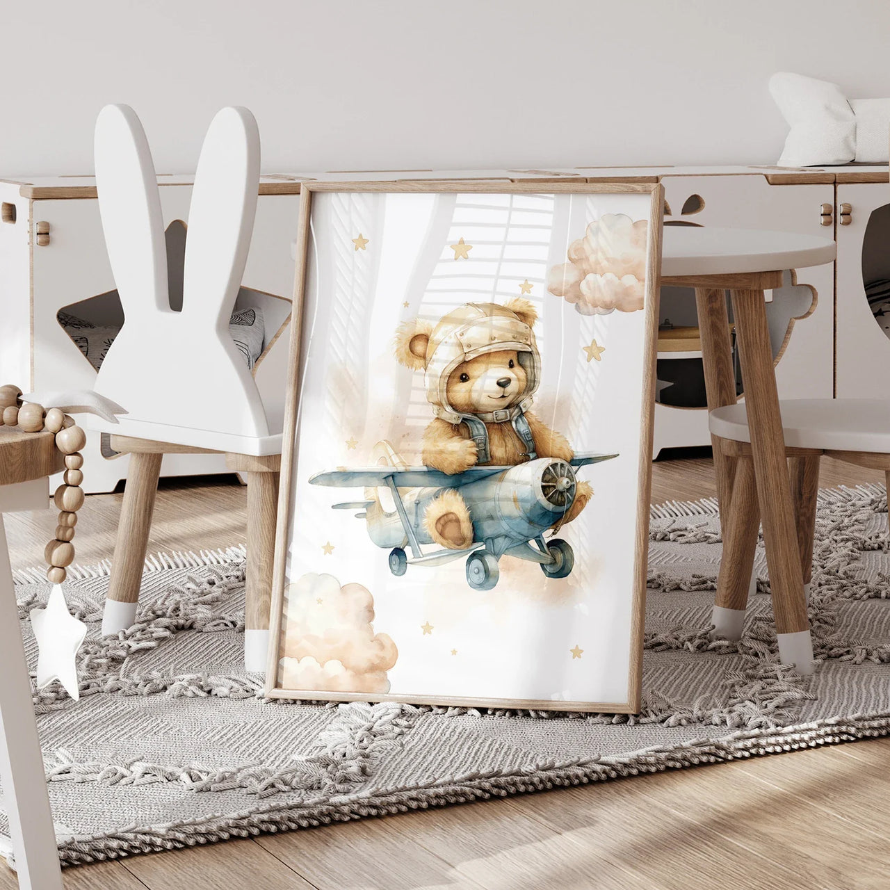 3pcs Cartoon Children Yellow Teddy Bear Vehicle Wall Art Prints Canvas Painting Poster Picture For Living Room Home Decor