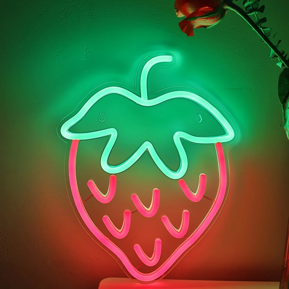 Strawberry Neon Sign LED Neon Light Wall Decor for Bdroom Game Room Store Party Kitchen Restaurant Club Gift for Friend
