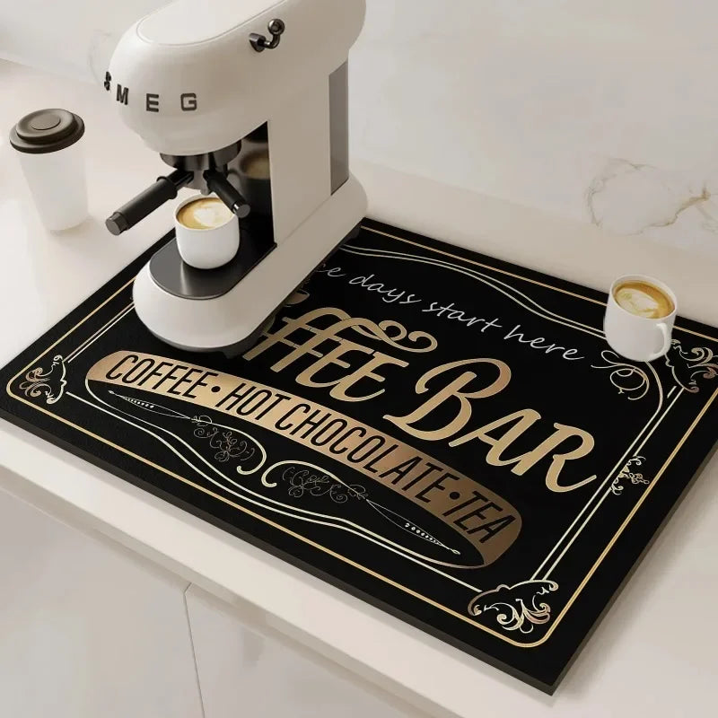 VIKAMA Coffee Machine Absorbent Mat Water and Oil Absorbent Kitchen Dish Drainer Quick-Drying Absorbent Mat Dish Mat Home Decor