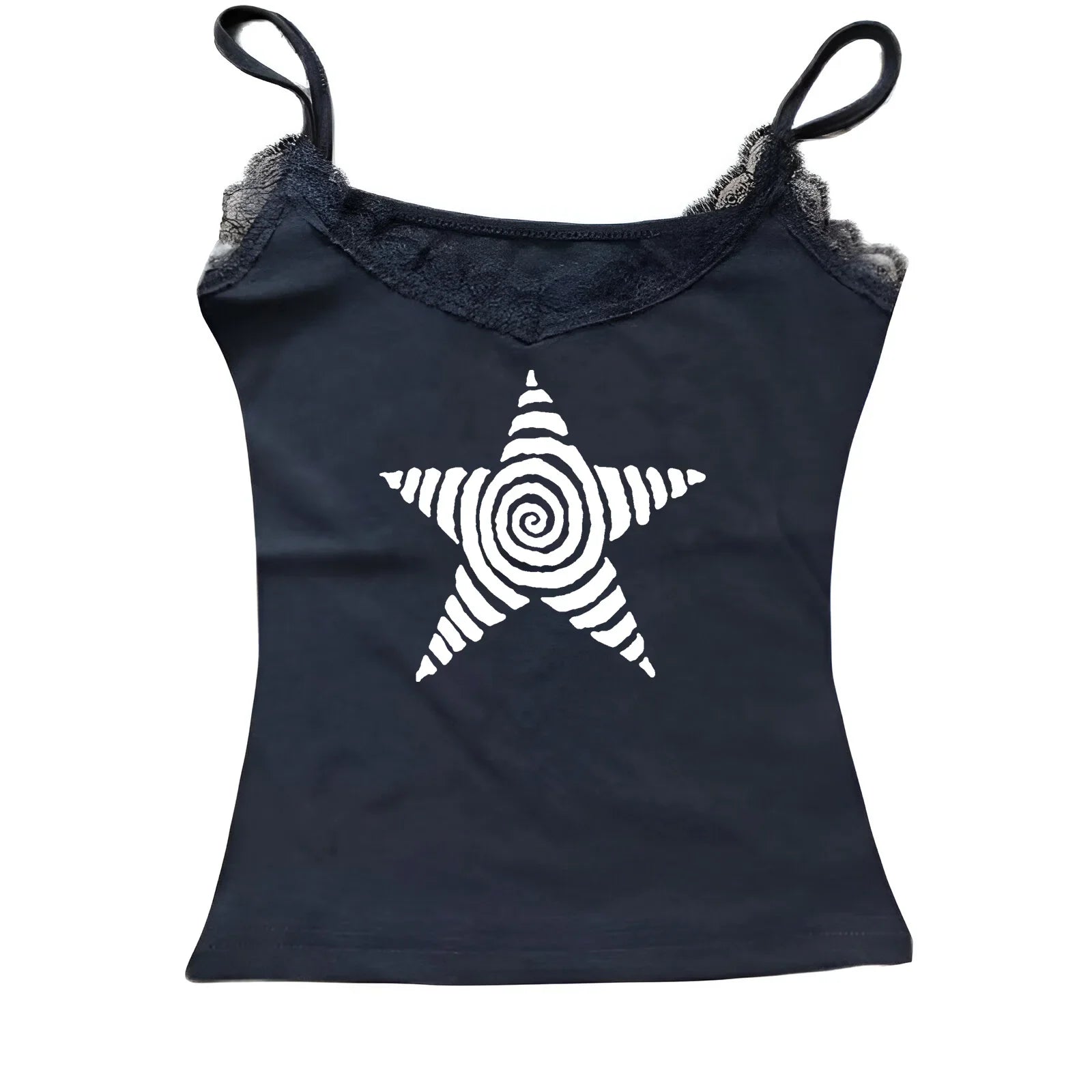 Women's Harajuku 2025 Summer Casual T-Shirt Y2K Retro Streetwear Halter Neck Print Fake Two-Piece Set Fashionable Street Style