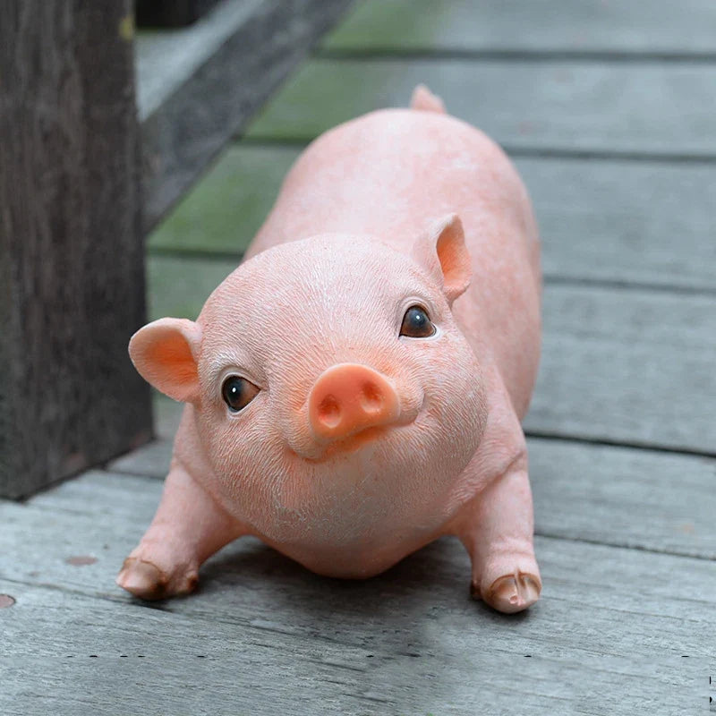Cute Pink Piggy Resin Statue, Figures Pig DIY Crafts,Garden Decoration, For Tabletop Yard Lawn Porch Balcony Patio Outdoor Decor