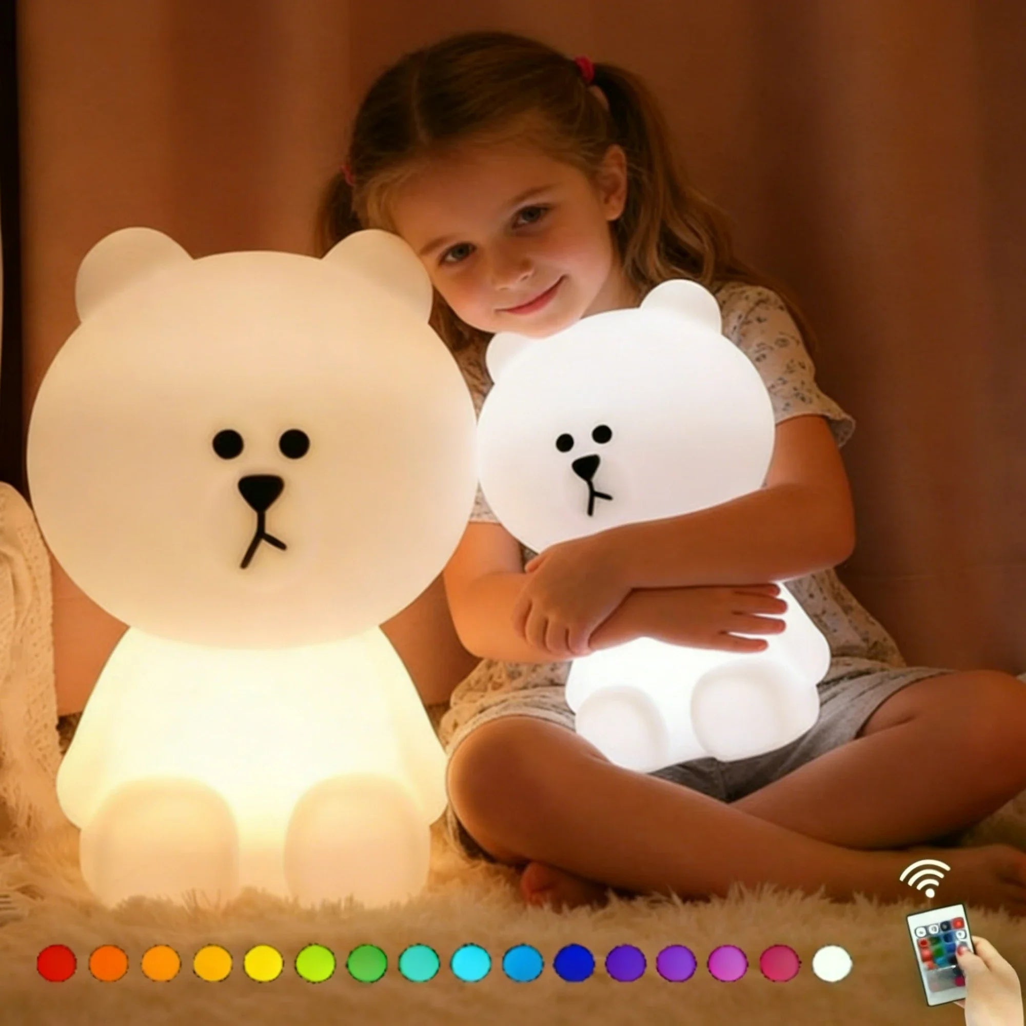 LED Cute Bear Mood Light Night Lamp Children's Bedroom Bedside Lights LED Table Light Living Room Floor Light Birthday Gift