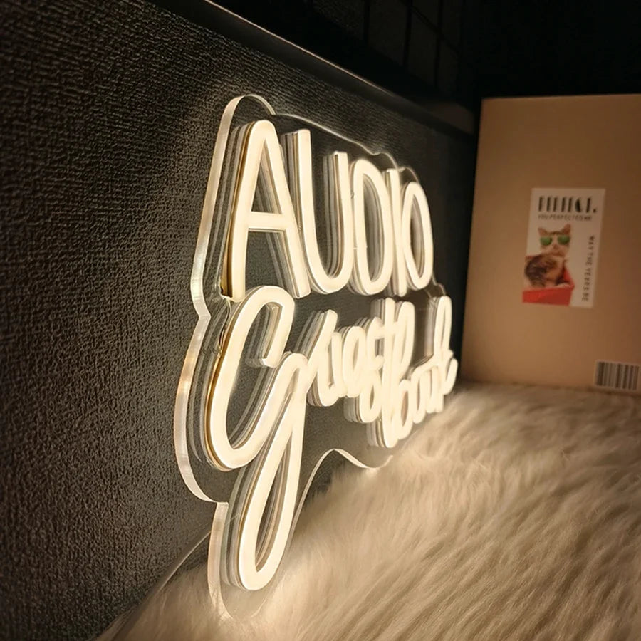 Audio Guestbook Neon Sign, Wedding Message Led Neon Wall Decor, Bedroom, Bar Party, Wedding Scene Luminous Sign Wall Lamp.