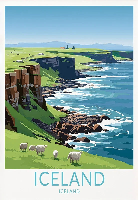ICELAND Traveling Poster Iceland Reykjavík Kirkjufell Skaftafell Falls Landscape Canvas Painting Wall Pictures Traveling Decor