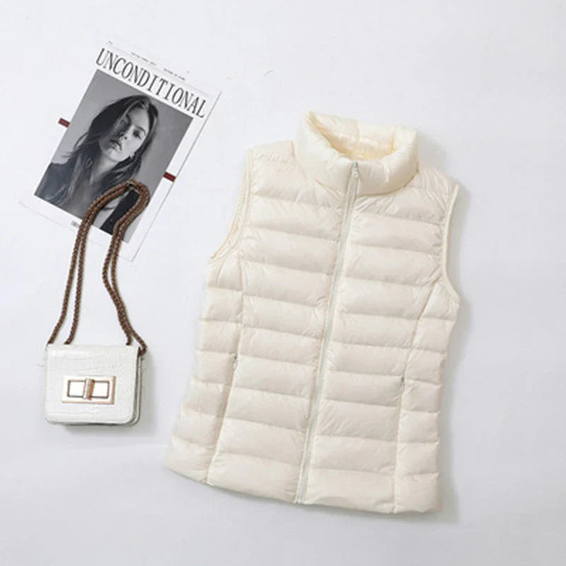Women Vests 2023 New Autumn Winter Ultra Light Duck Down Vest Female Slim Sleeveless Jacket Windproof Warm Puffer Waistcoat