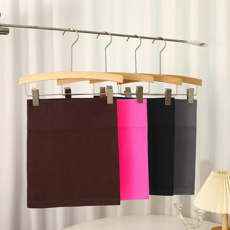 1Pcs Spring Summer New High Waist Elastic Business Women's Mini Skirt Black Slimming Knitted Half Body Skirt Professional Work