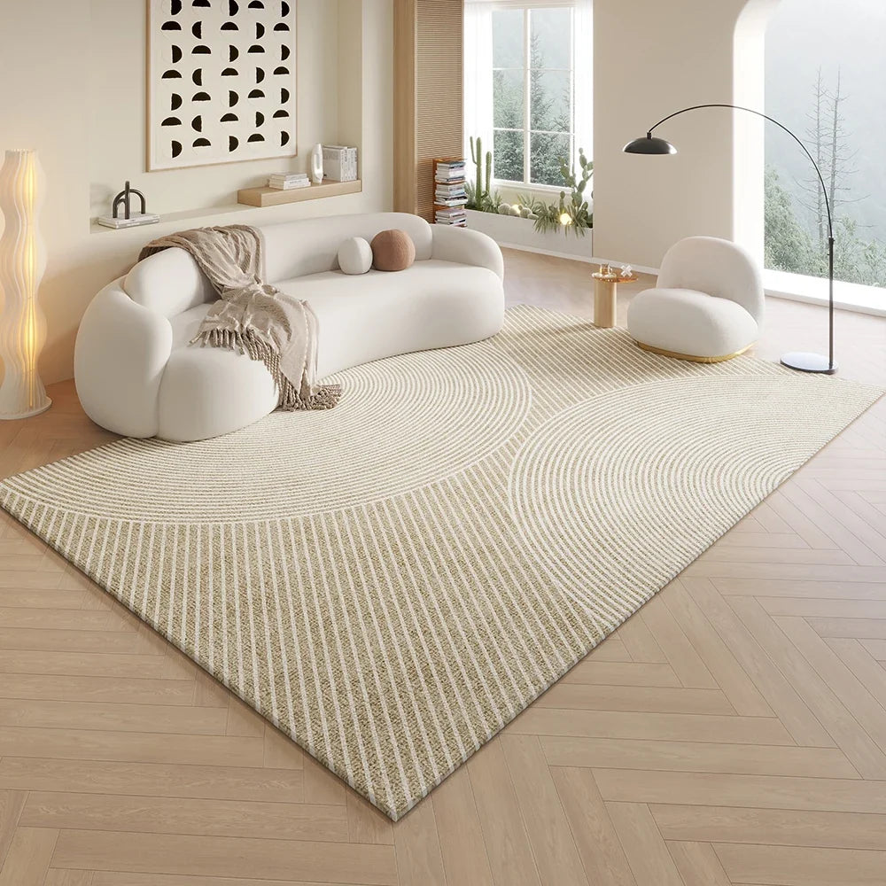 VIKAMA Cream Style Lineage Living Room Floor Mat Anti-Slip Home Decoration Large Size Sofa Coffee Table Rug Bedroom Carpet