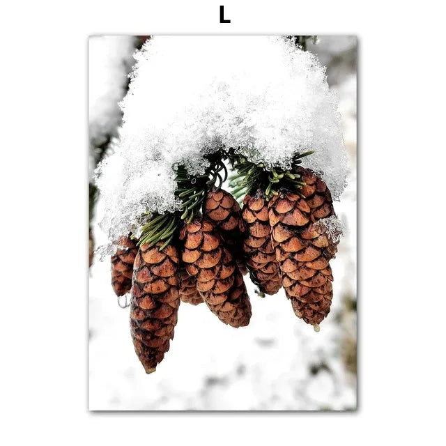 Winter Snow Scenery Picture Wall Art Canvas Painting Pine Santa Elk Poster and Print for Christmas Home Decor Living Room Design