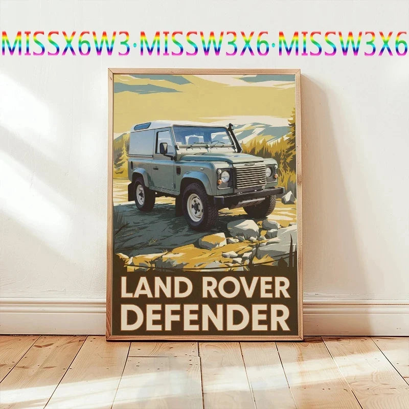 L-and-R-over Defender 90 Offroad Poster Classic Retro Automotive Poster Canvas Prints Classic Off-road Vehicle Aesthetic Print