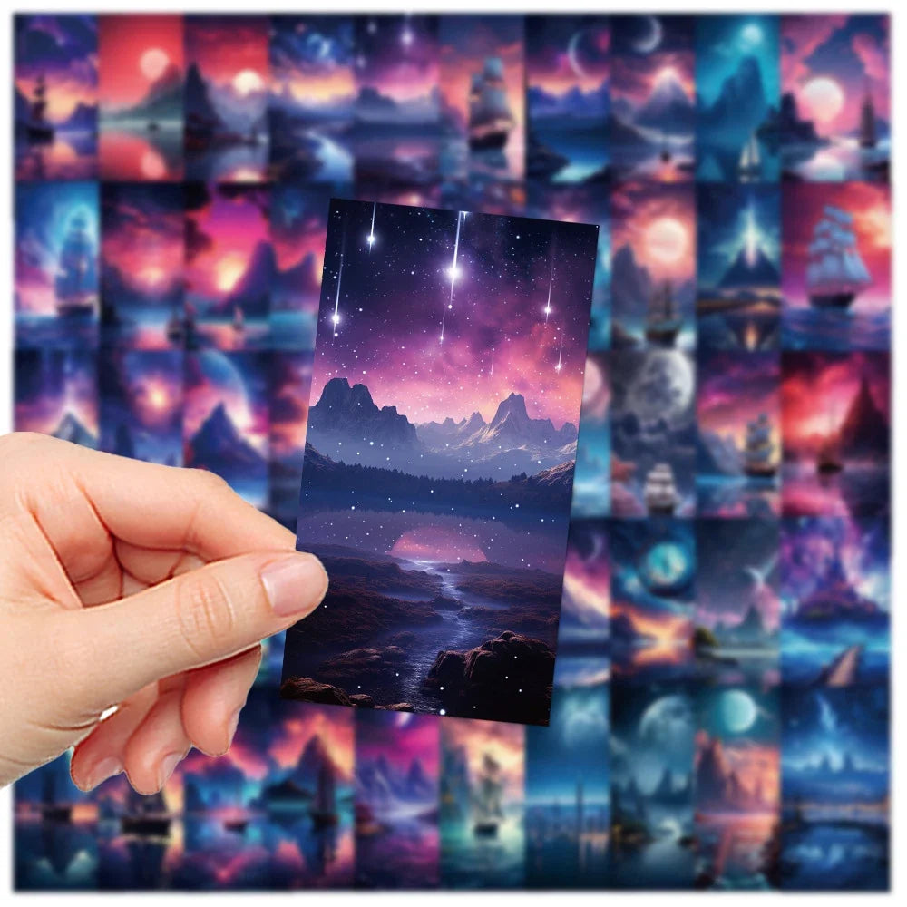 10/30/50pcs Kawaii Aesthetic landscape Sky Cartoon Stickers Cute Decal Kid Toy Laptop Notebook Phone Suitcase Stationery Sticker