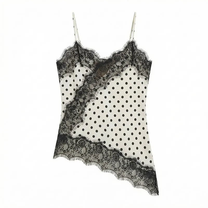 HH Sexy Women Asymmetrical Lace Slip Tops Summer Female Backless Sleeveless Off Shoulder Underwear Tanks Elegant Beach Camisole