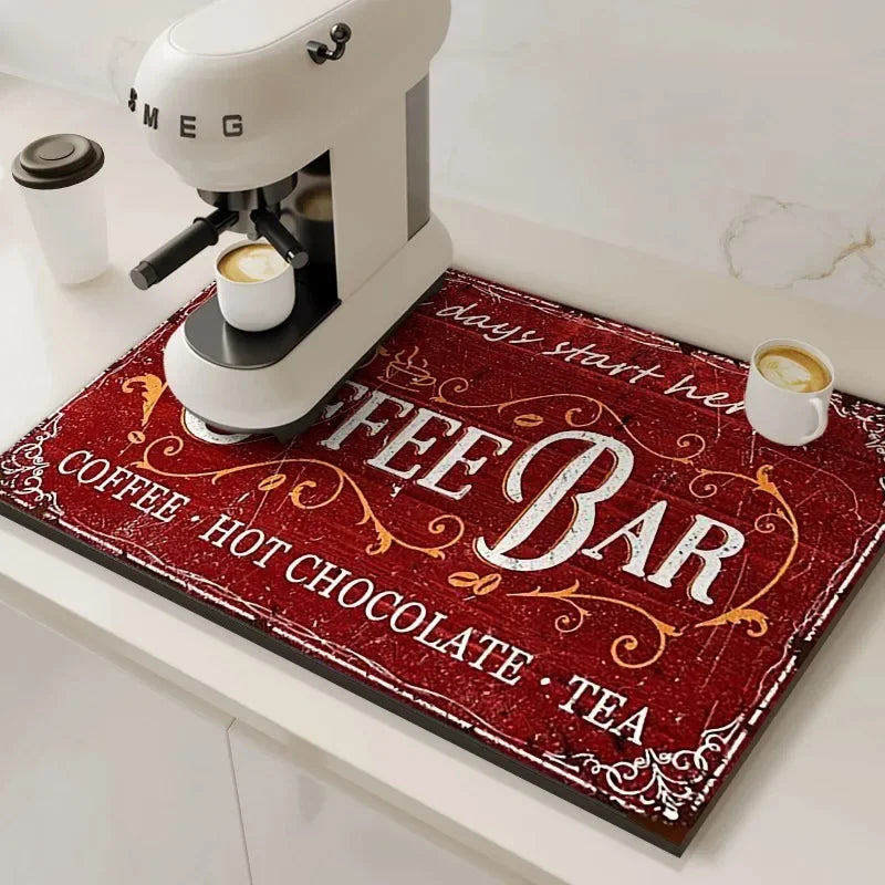 VIKAMA Coffee Machine Absorbent Mat Water and Oil Absorbent Kitchen Dish Drainer Quick-Drying Absorbent Mat Dish Mat Home Decor