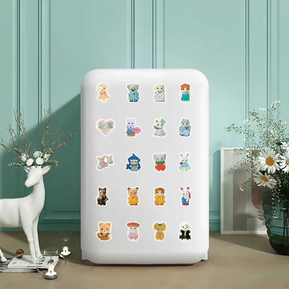 100/200pcs Kawaii Calico Critters Stickers Cute Laptop Scrapbook Graffiti Decals Skateboard Handheld  Aesthetic Sticker Toys