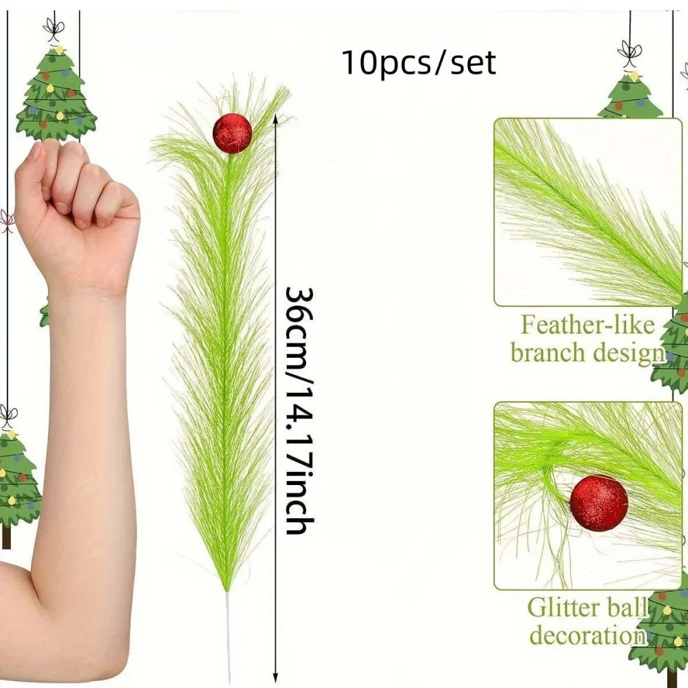 Artificial Christmas Branches Home Decor DIY Crafts Reed Ball Decoration Plants Ornaments For Christmas Tree Topper Party Decor