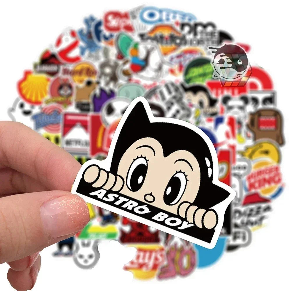 10/53/106Pcs Cool Fashion Brand Logo Stickers DIY Skateboard Laptop Luggage Bike Motorcycle Phone Car Sticker Decals