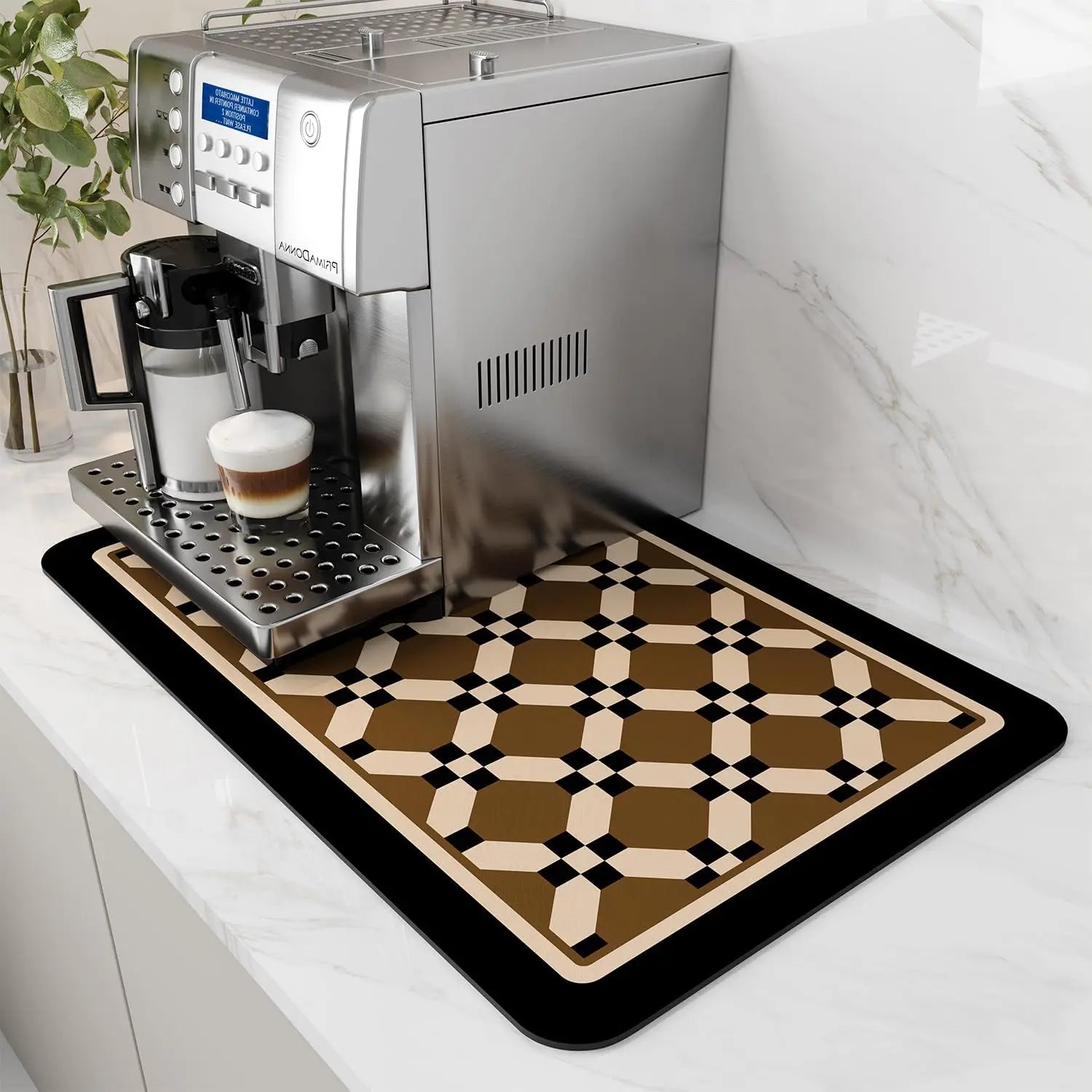 VIKAMA Coffee Machine Mat Rubber Backing Water-Absorbent Dish Drying Pad Kitchen Worktop Drainage Mat Home Decor