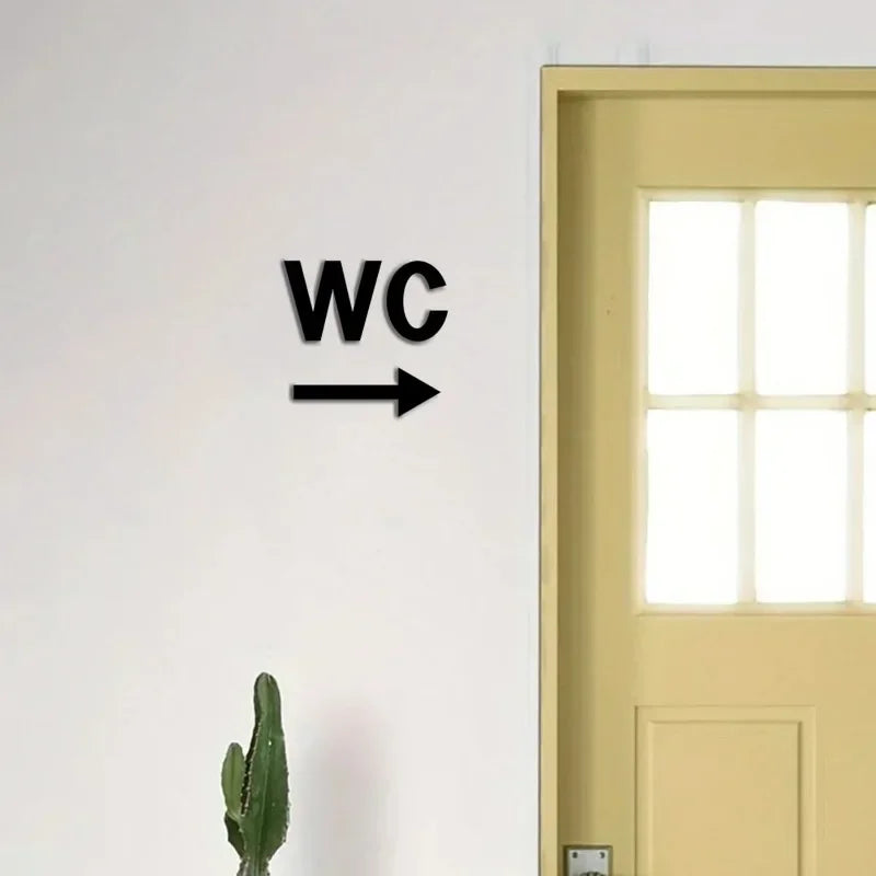 STYLEMAX Chic WC Directional Acrylic Sign, Sleek Guide for Public Spaces, Transparent Base with Bold Colored Arrow