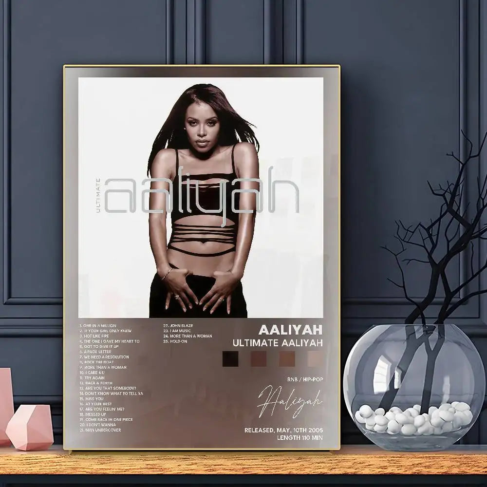 Singer Aaliyah Poster Sticky Wall Art Printing Waterproof Home Living Bed Room Bar Aesthetic Decor