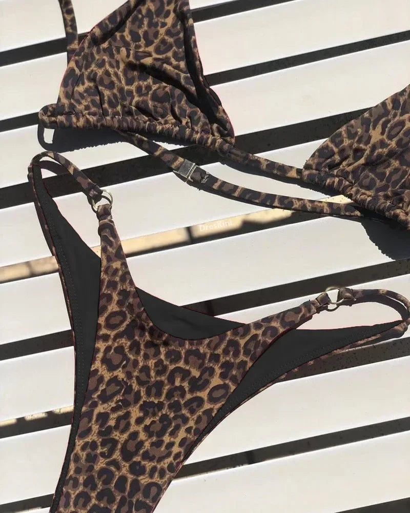 High Cut Micro Bikini Women Leopard Bandage Push Up Swimsuit Sexy Bathing Suit Padded Thong Swimwear Biquini Trajes De Baño 2026