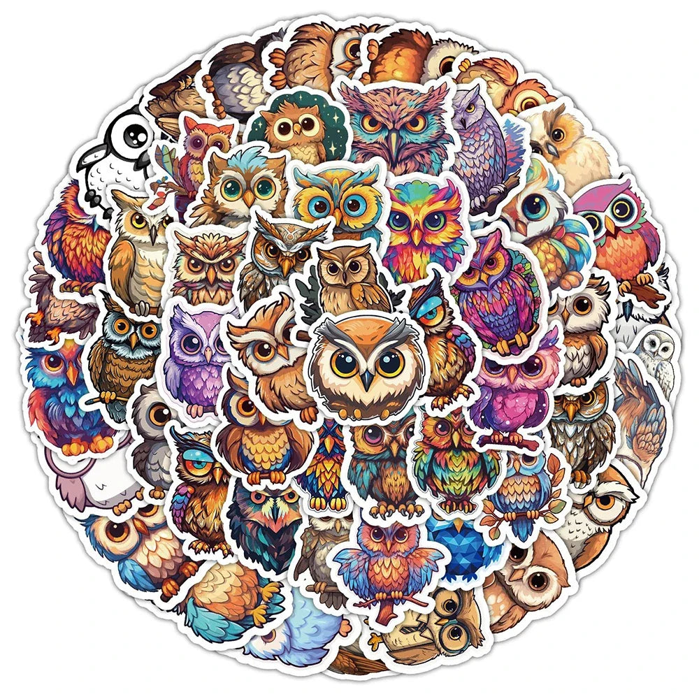 10/30/50pcs Cartoon Funny Cute Animal Owl Graffiti Creative Stickers Laptop Suitcase Notebook Stationery Sticker for Kids Toys