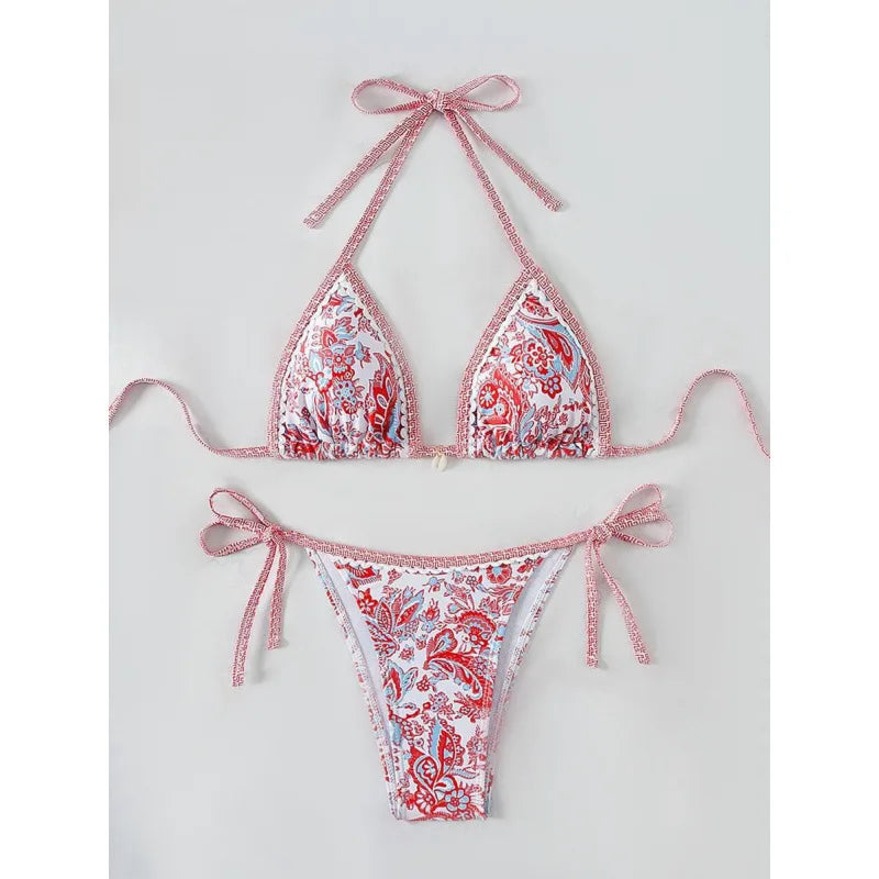 2026 New Halter String Triangle Two Piece Bikini Women Swimwear Female Swimsuit Bathers Bathing Swimming Suit Beachwear Summer