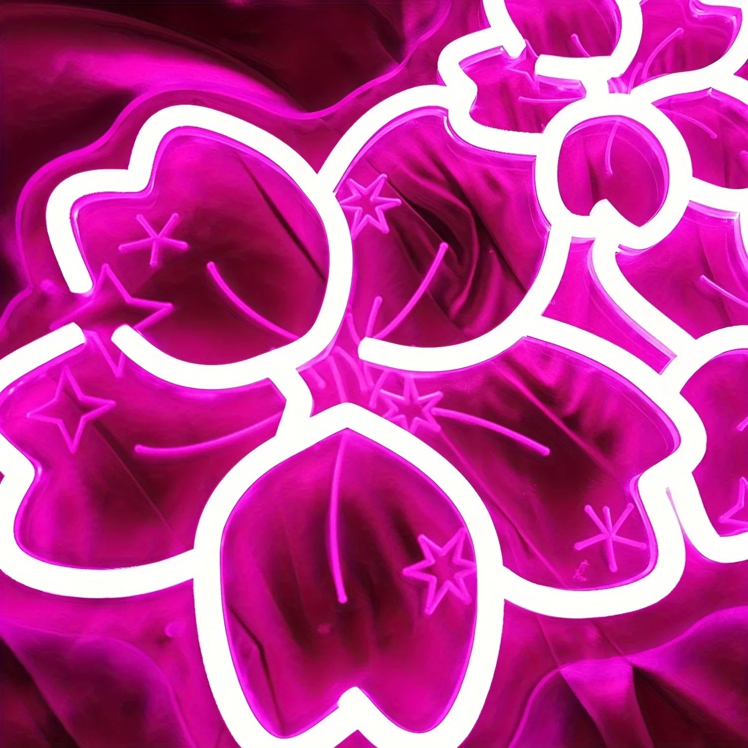 Pink Glow Flower Design LED Neon Sign Creates Romantic Atmosphere for Bedroom Living Room Wedding Party Decor Wall Art Lighting