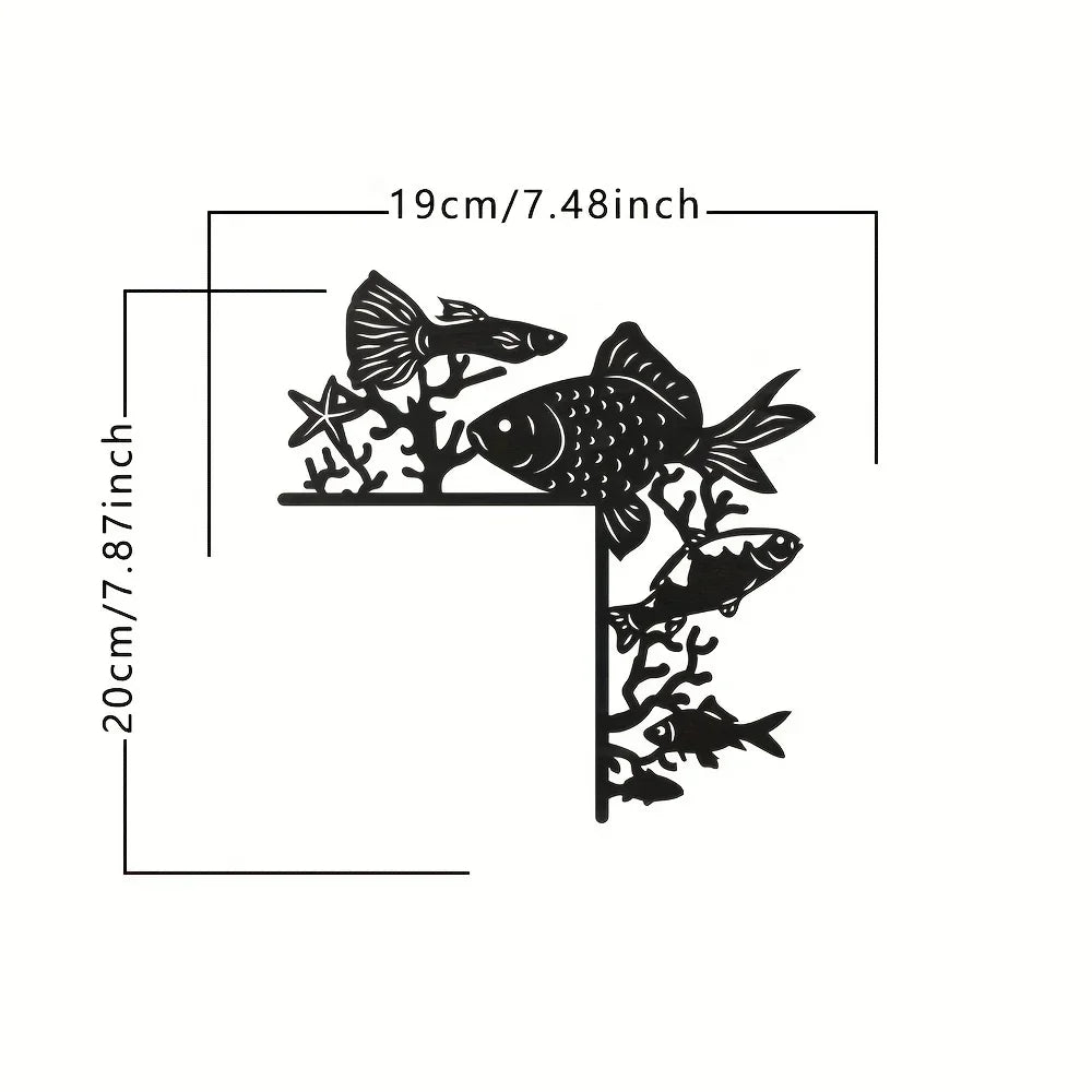 Black Metal Marine Animal Door Frame Decor - Turtle, Dolphin, Octopus, Seahorse & Starfish Patterns, Nautical Coastal Wall Art