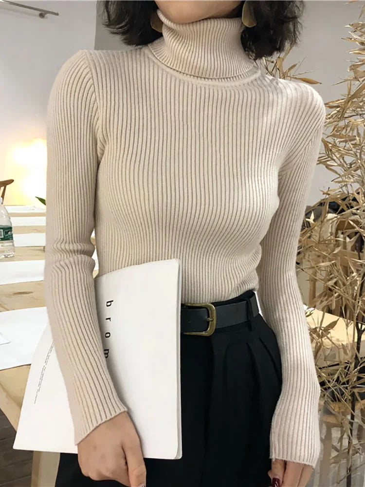 Turtleneck Sweater Womens 2026 Autumn Winter Tops Korean Slim Women Pullover Jumper Knitted Sweater Pull Femme Hiver Truien