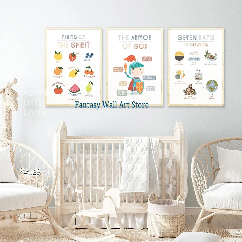 Books of The Bible 10 Ten Commandments Christian Education Canvas Kids Scripture Poster Christian Preschool Church Sunday Decor