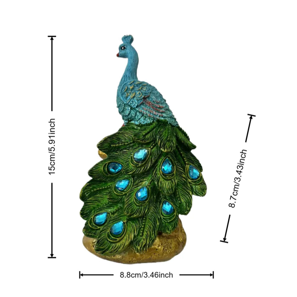 1 Piece of Artistic Peacock Resin Craft Sculpture Ornament, Feng Shui Home Decoration, Luxurious Decoration for Living Room, Foyer, and Wine Cabinet