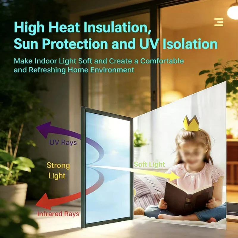Static Cling Window Film No Glue One Way Privacy Sun Blocking Heat Insulation Tint Window Film for Home Office Building