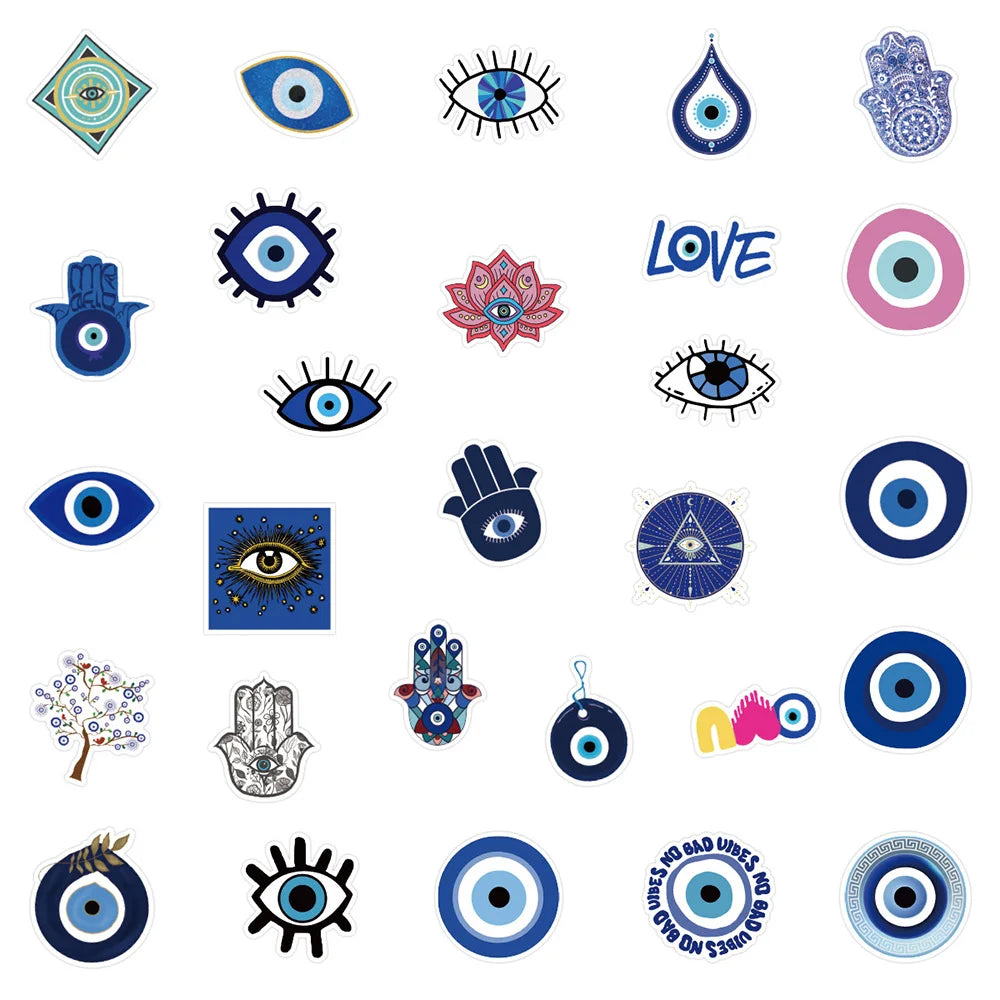 10/30/50pcs Gothic Turkish Evil Eye Graffiti Stickers Aesthetic Decals Skateboard Motorcycle Phone Car Cool Waterproof Sticker