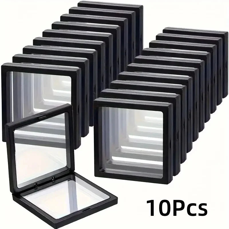 20Pcs Clearview 3D Floating Display Cases Dustproof Acrylic Jewelry Storage Box with Elastic Film Transparent Hanging Organizer