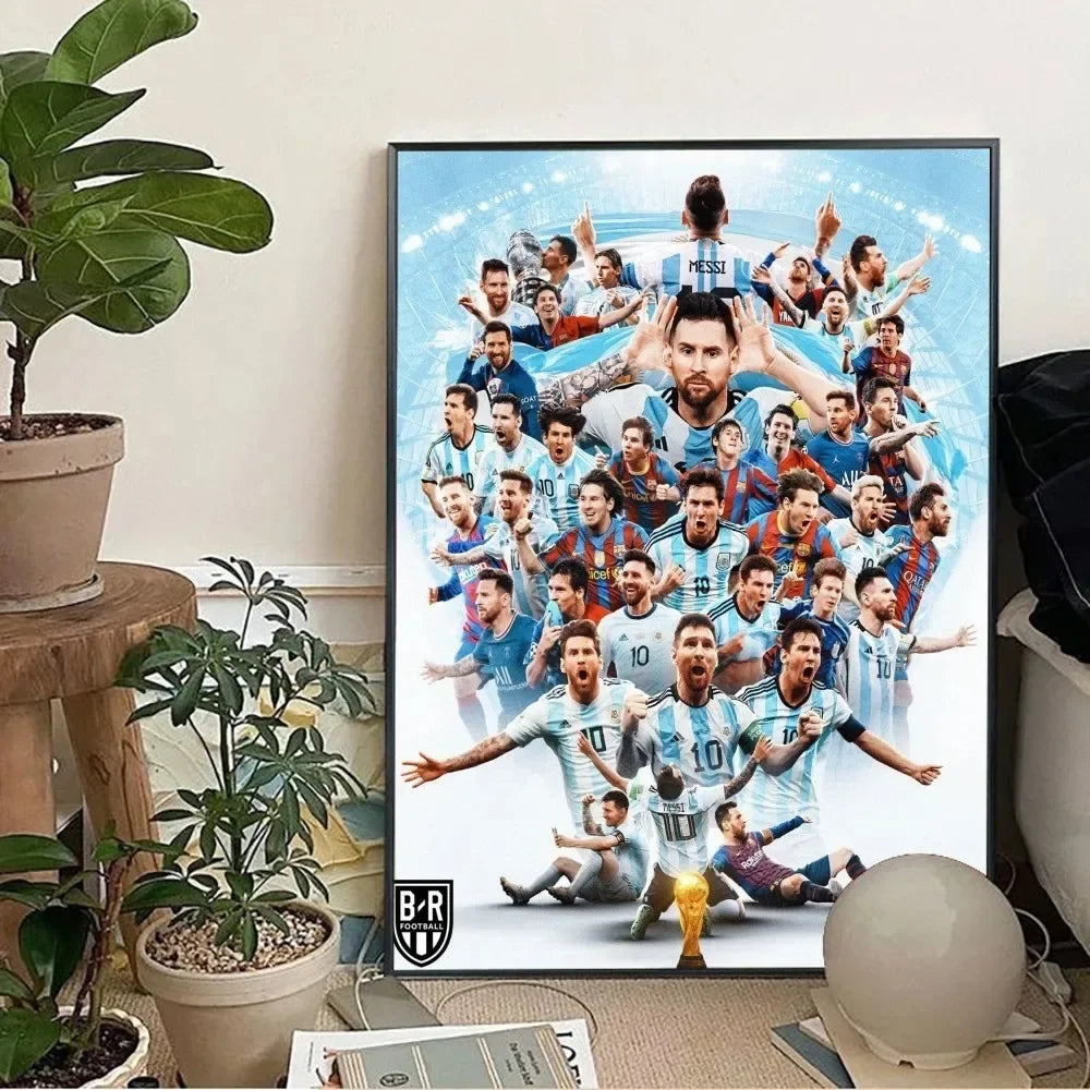 Classic, Sports - Rionel Messi - Football, Wall Art, Canvas Print Poster, Home Living Room Bedroom Decor, Stadium Wall Art