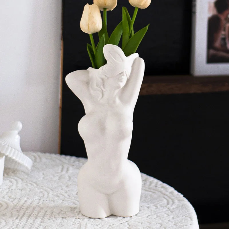 Women's Body Vase, Women's Curvy Vase, Unique Strip Look, Decorative Vase, Creative Flower Vase, Modern Bohemian Home Decoration