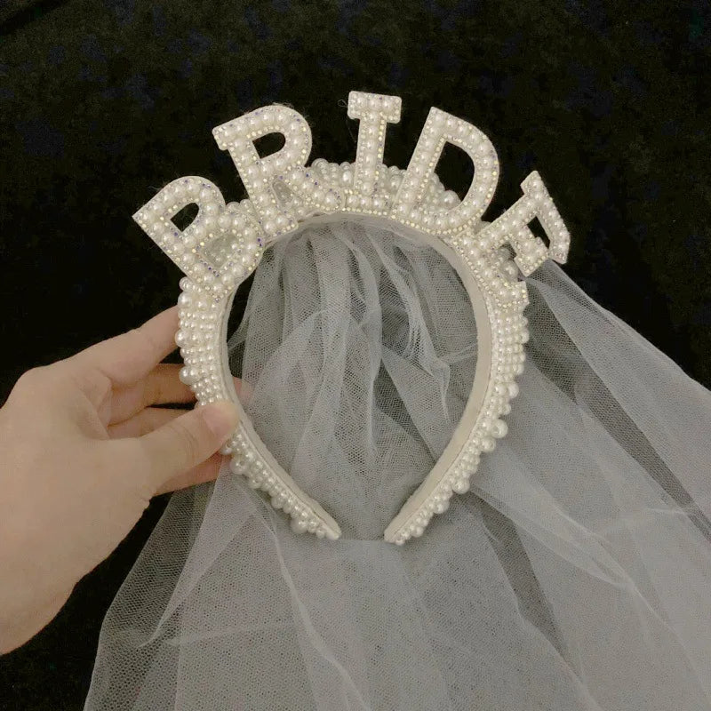 Bride to be Pearl crown Headband Bach Bachelorette hen Party Bridal Shower wedding engagement rehearsal dinner Decoration Gift