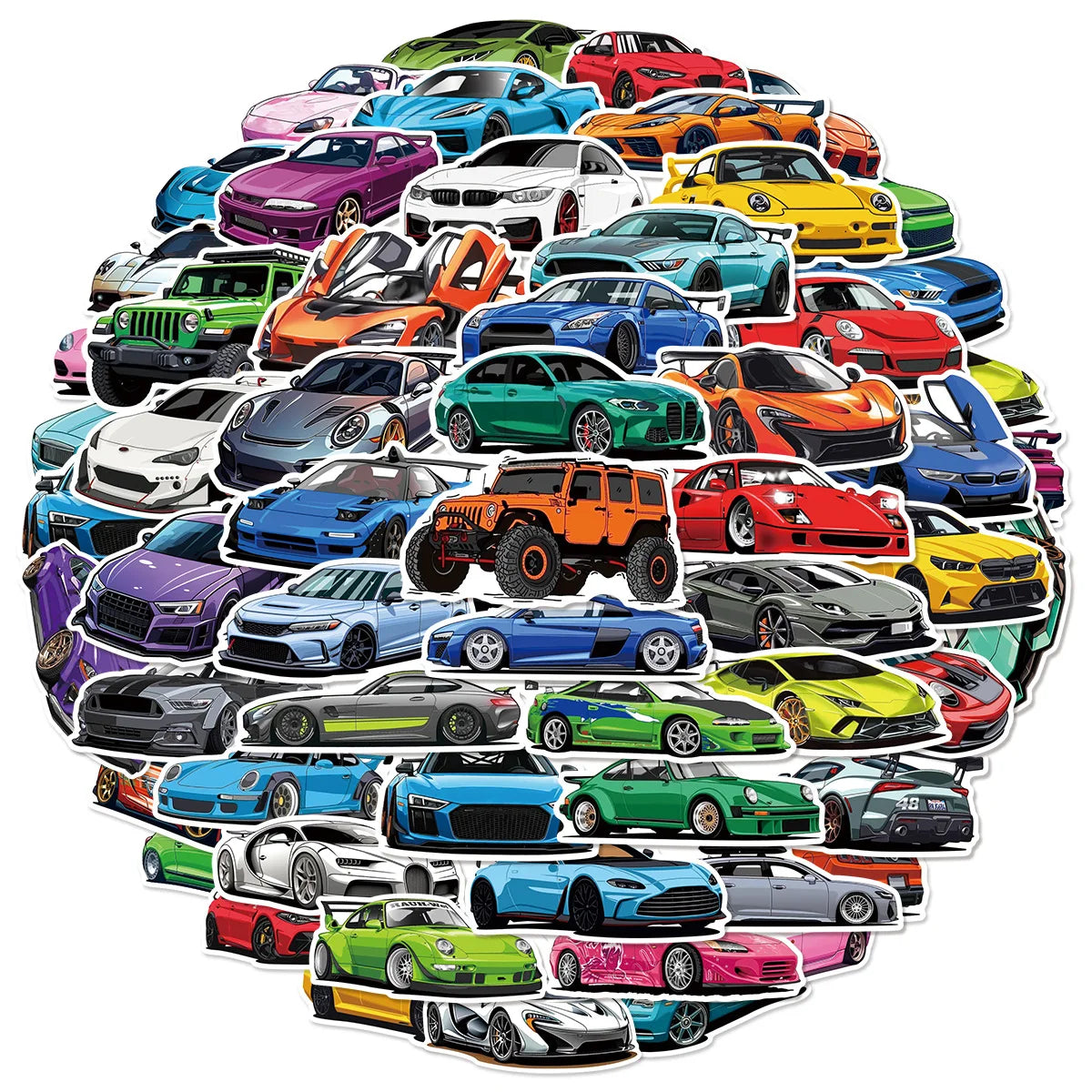 50/100 PCSRacing Car Cartoon Stationery Graffiti Stickers Decorative Water Cups Scooter Luggage Waterproof Stickers