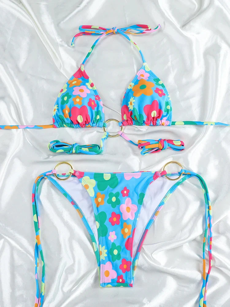 Extreme Print Bikini for Women Cut Out Swimwear Low Waist Swimsuit Micro Bikinis Set Bathing Suit Triangle Beachwear 2024