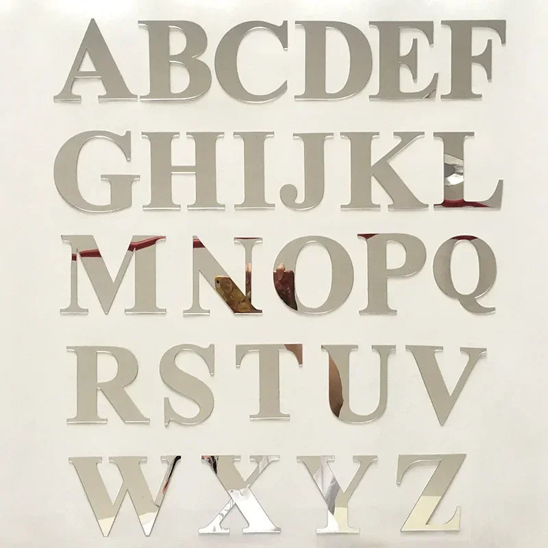 Acrylic Mirror Wall Decal 26 English Letters Personalized DIY Wallpaper Bedroom Bathroom Restaurant Decal Home Decoration