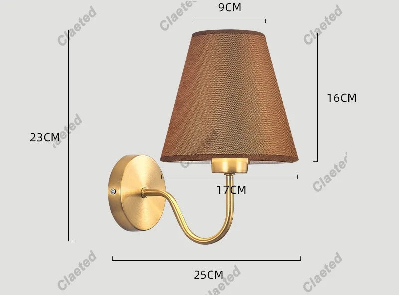 110V/220V Wall Lamp with LED E27 Bulb Fabric Lampshade Wall Sconces for Hotel Bedroom Bedside Living Room Stairs Home Decoration