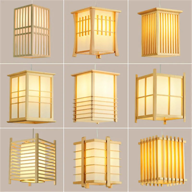 Solid Wooden Pendant Light For Livingroom Dining Room Kitchen Homestay Japan Style Suspension Hanging Lamp Art Decoration E27