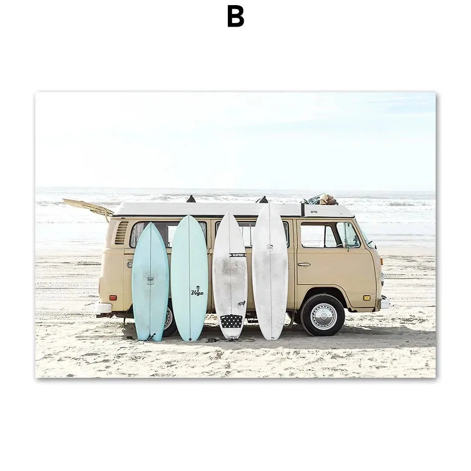 Surfboard Seagull Beach Umbrella Blue Sea Wall Art Canvas Painting Nordic Posters And Prints Wall Pictures For Living Room Decor