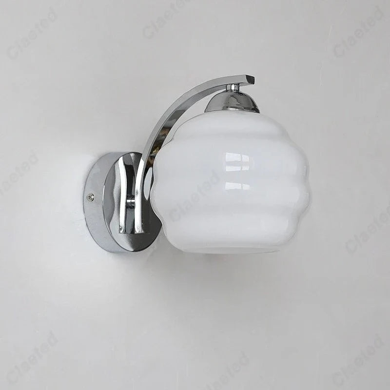 European New LED Retro Glass Wall Lamp Living Room Corridor Bedroom Bedside Decorative Lighting E27