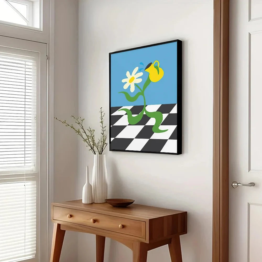 Modern abstract pop art canvas print, retro movie music travel, Nordic aesthetic home decor, wall art poster unframed