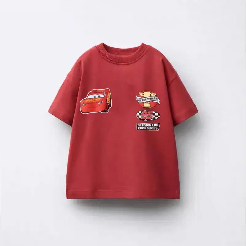 Trendy Tshirt Cartoon Car Printed Short Sleeve Tops New Design Tees Summer Clothes Toddler Pure Cotton T Round Neck Pullovers
